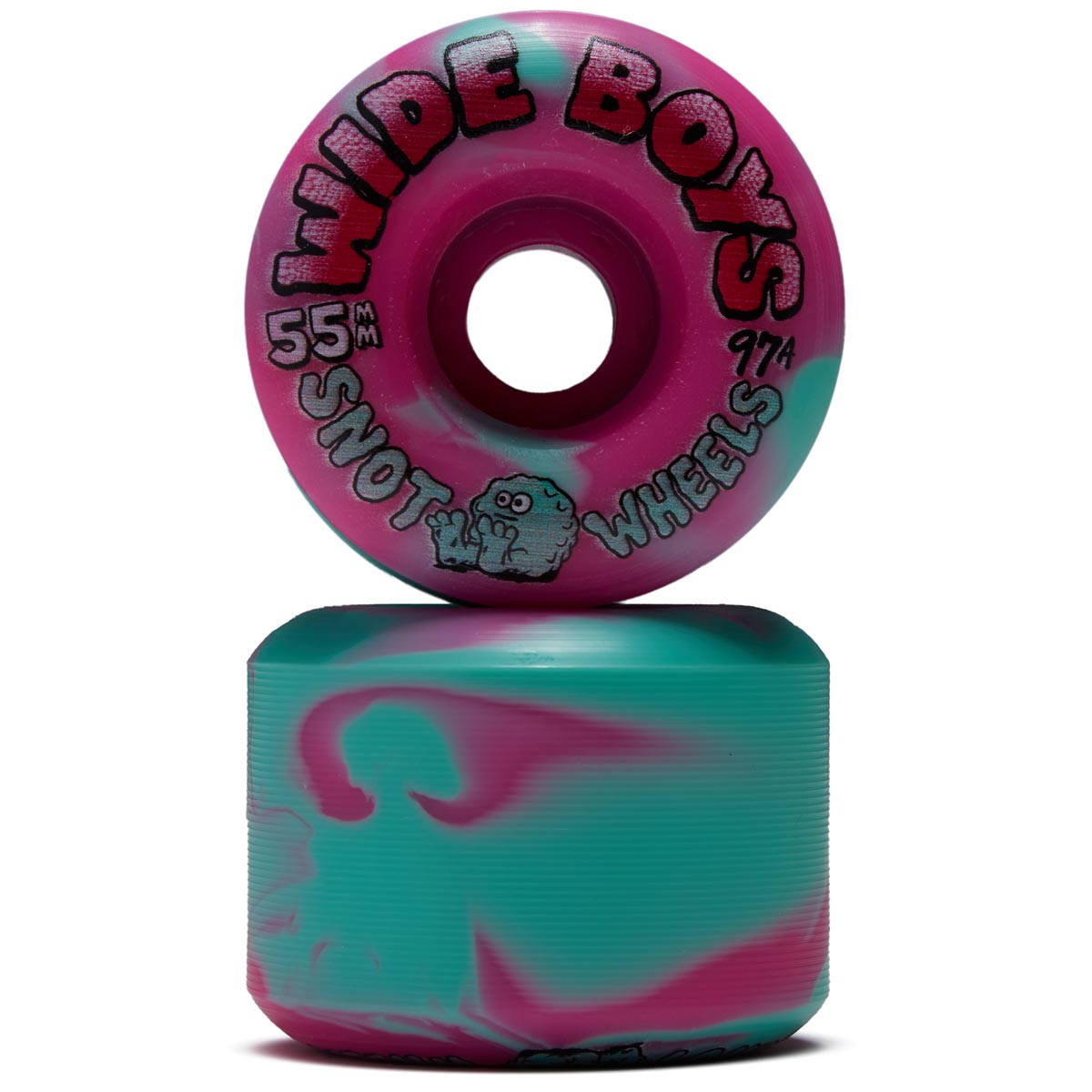 Snot Wide Boys 97a Skateboard Wheels - Ice Blue/Pink Swirl - 55mm image 2