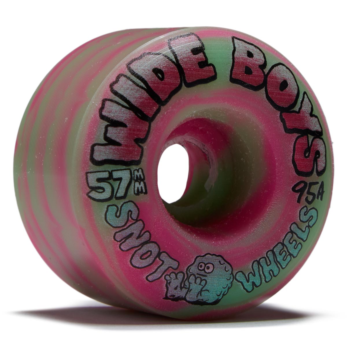 Snot Wide Boys 95a Skateboard Wheels - Green/Pink Swirl - 57mm image 1