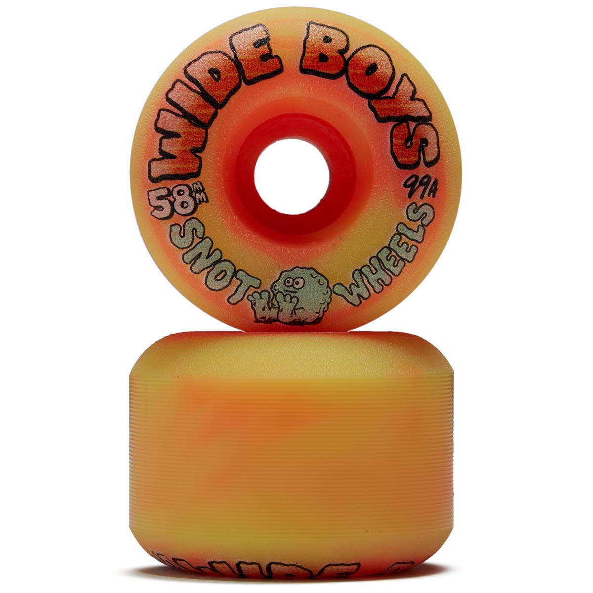 Snot Wide Boys 99a Skateboard Wheels - Yellow/Orange Swirl - 58mm image 2