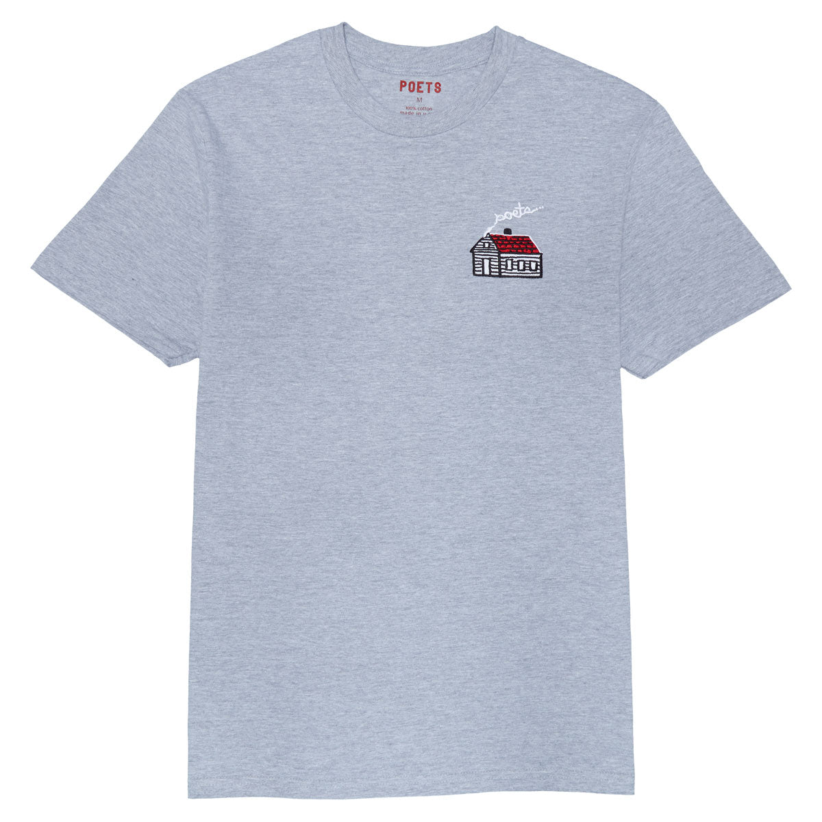 Poets Home Embroidered T-Shirt - Heather Grey image 1