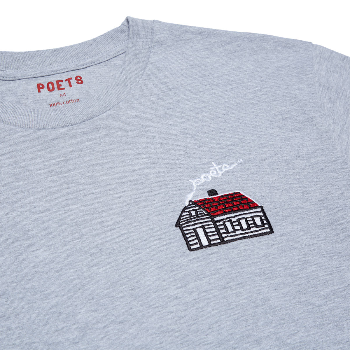 Poets Home Embroidered T-Shirt - Heather Grey image 2