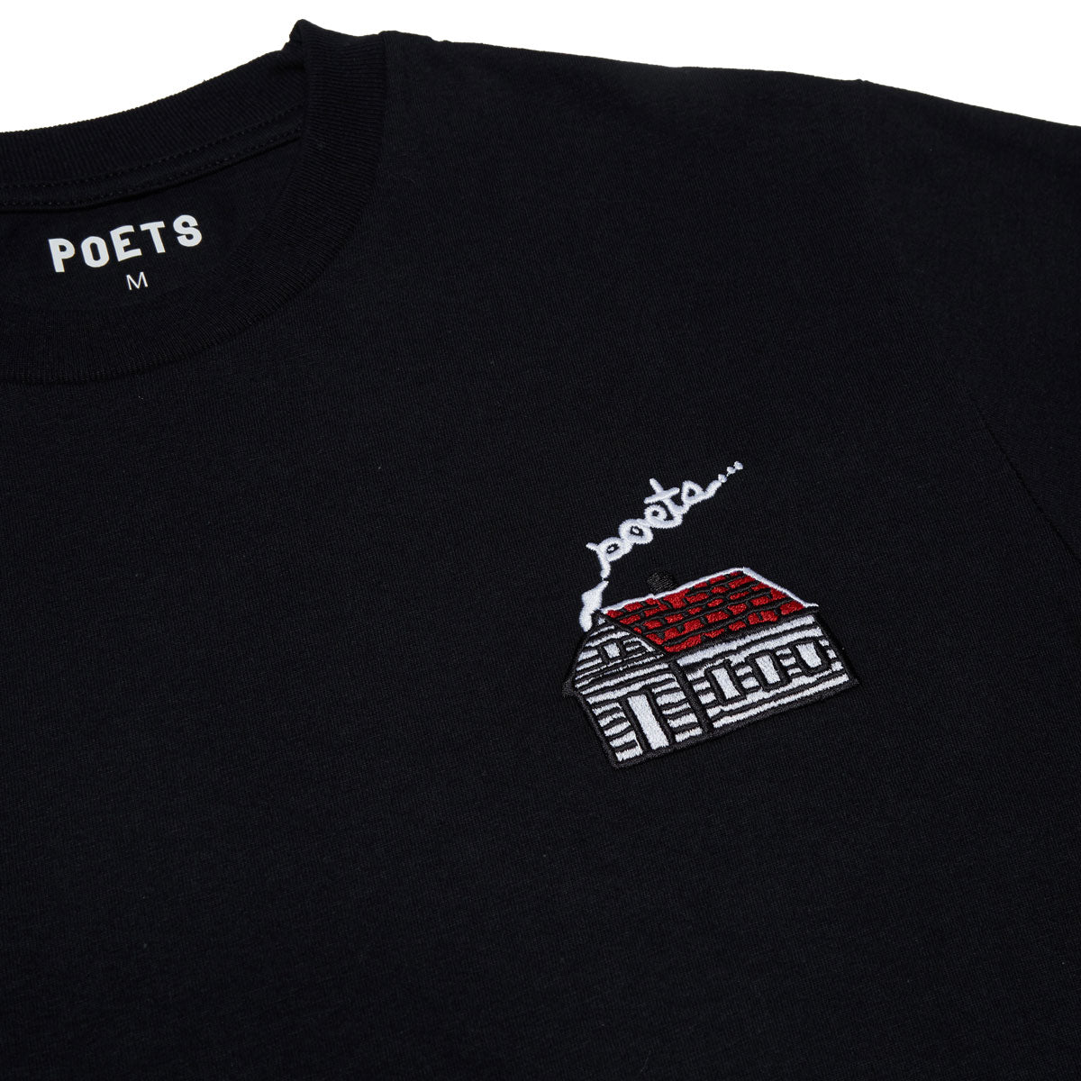 Poets Home Embroidered T-Shirt - Black image 2