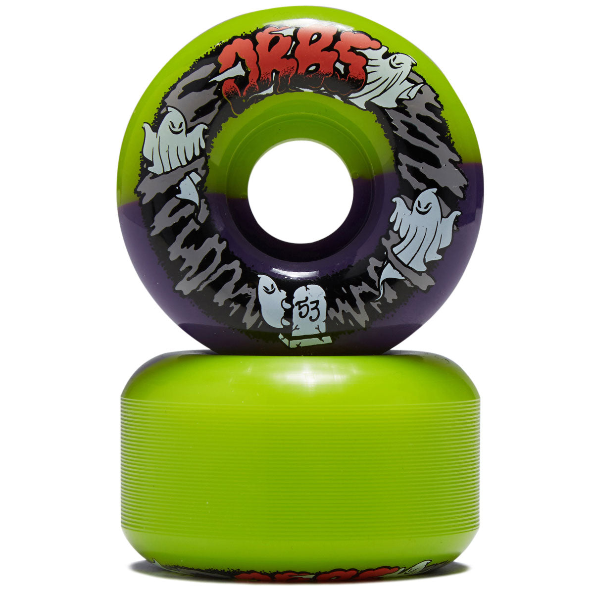 Welcome Orbs Apparitions Splits Round 99a Skateboard Wheels - Green/Purple Split - 53mm image 2