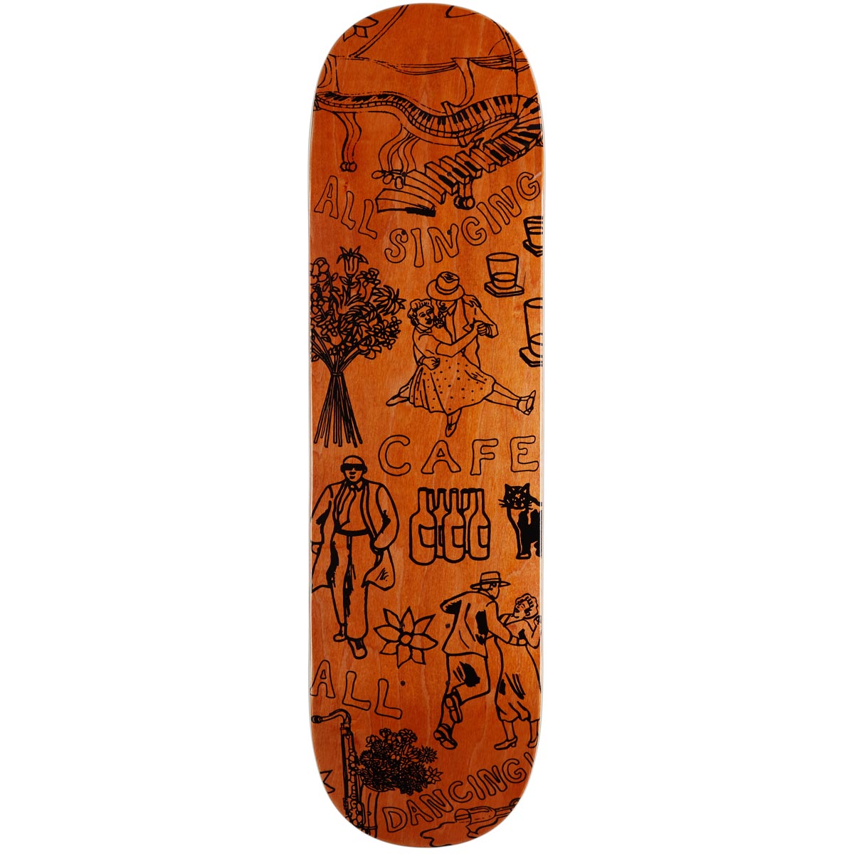 Cafe Gaurab Sketches C2 Shape Skateboard Deck - Orange - 8.50