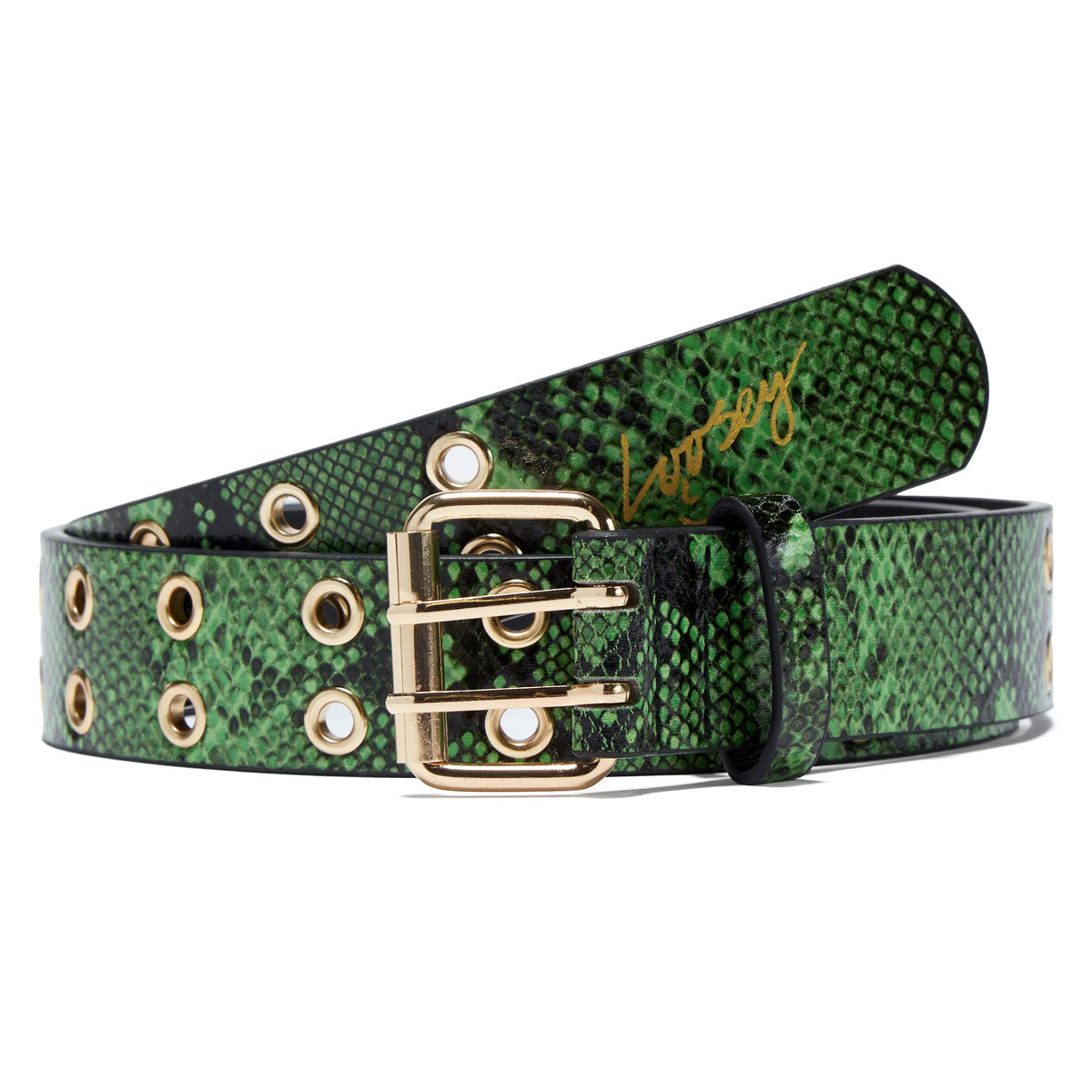 Loosey Grommet Hole Belt - Green Snake Skin image 1