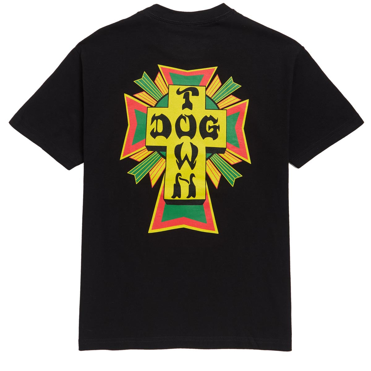 Dogtown Cross Logo Rasta T-Shirt - Black image 1