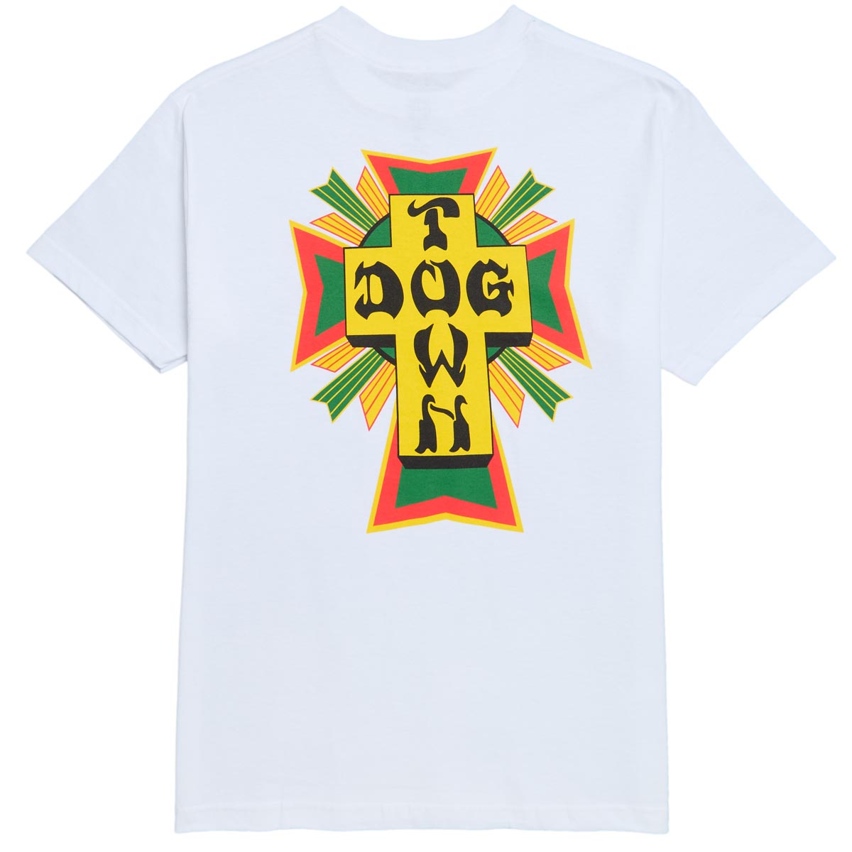 Dogtown Cross Logo Rasta T-Shirt - White image 1