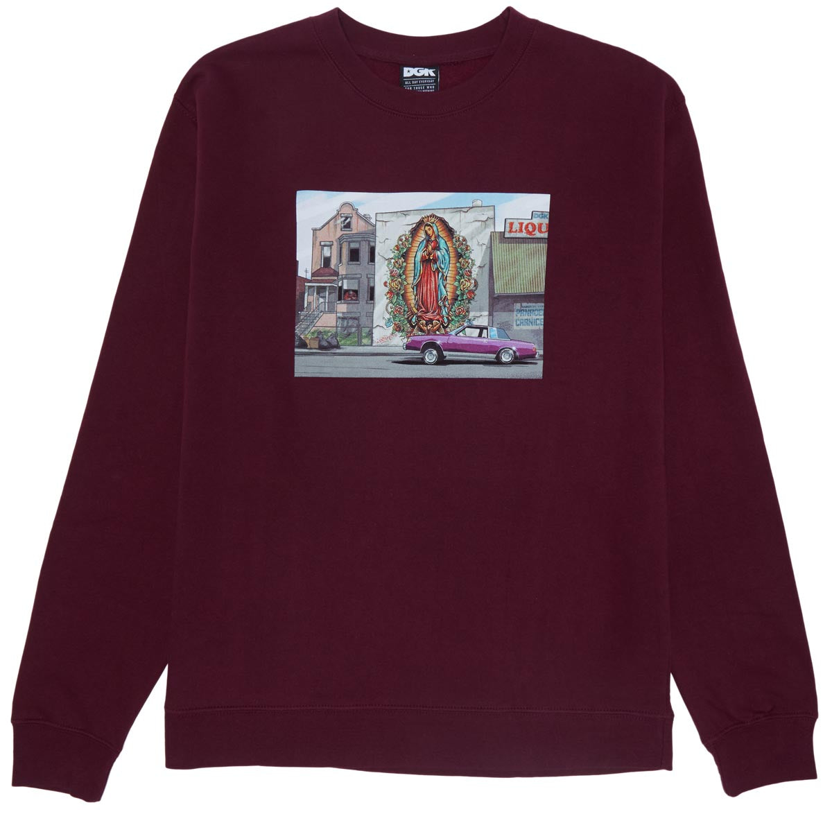 DGK Oración Crewneck Fleece Sweater - Maroon image 1