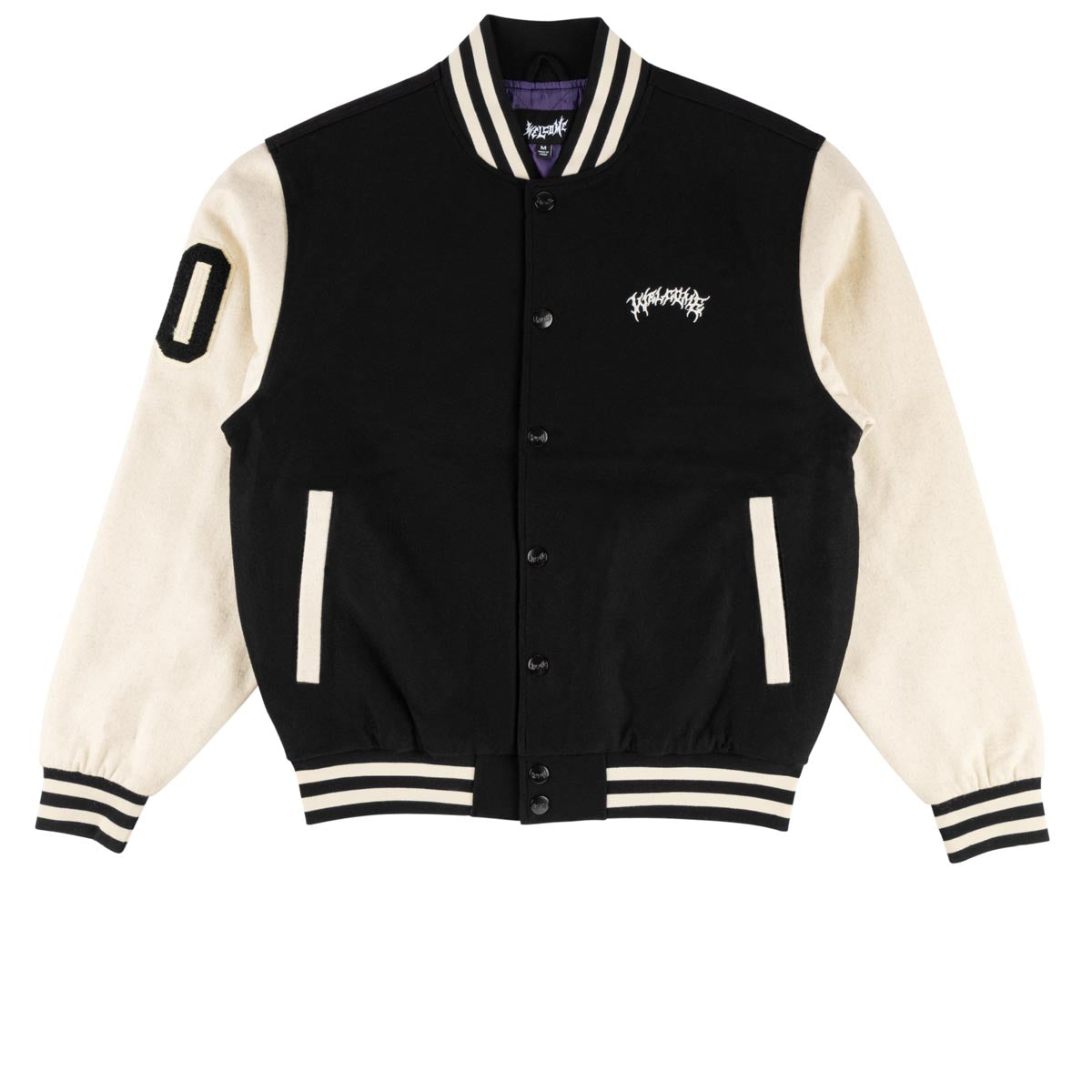 Welcome Barb Varsity Jacket - Black/Bone image 1