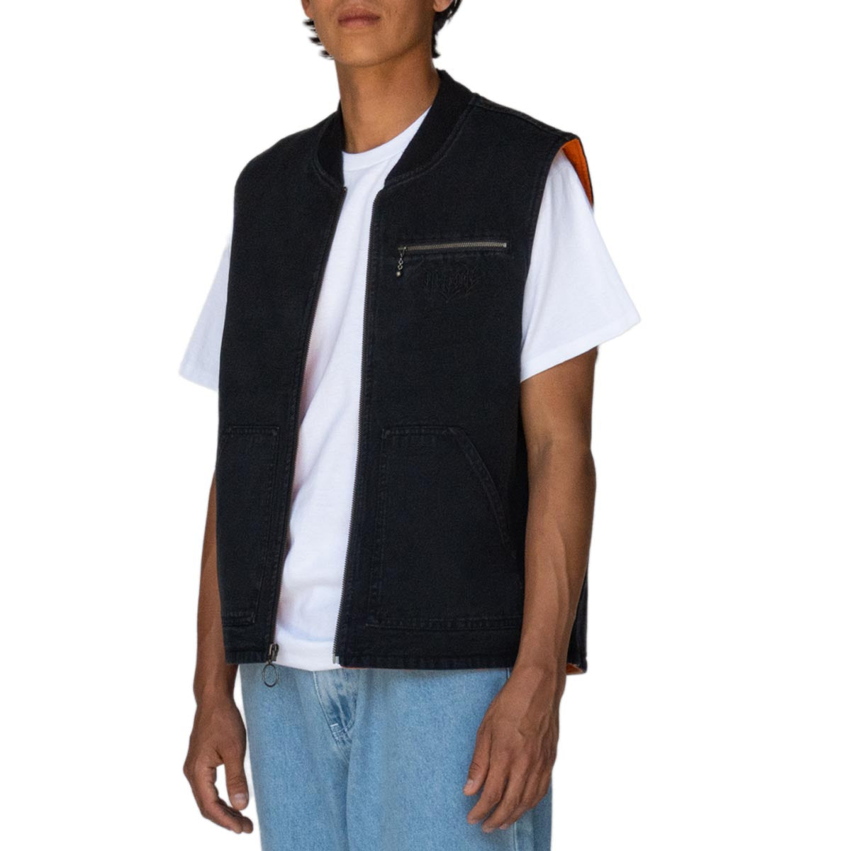 Welcome Splinter Enzyme Washed Vest Jacket - Black image 5