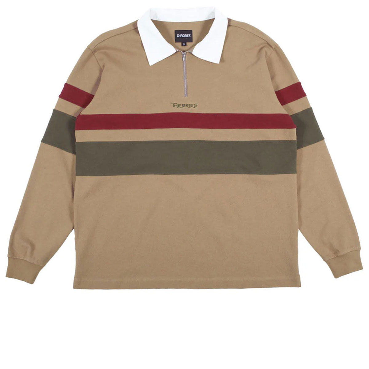 Theories Half Zip Rugby Shirt - Sand/Maroon/Olive image 1