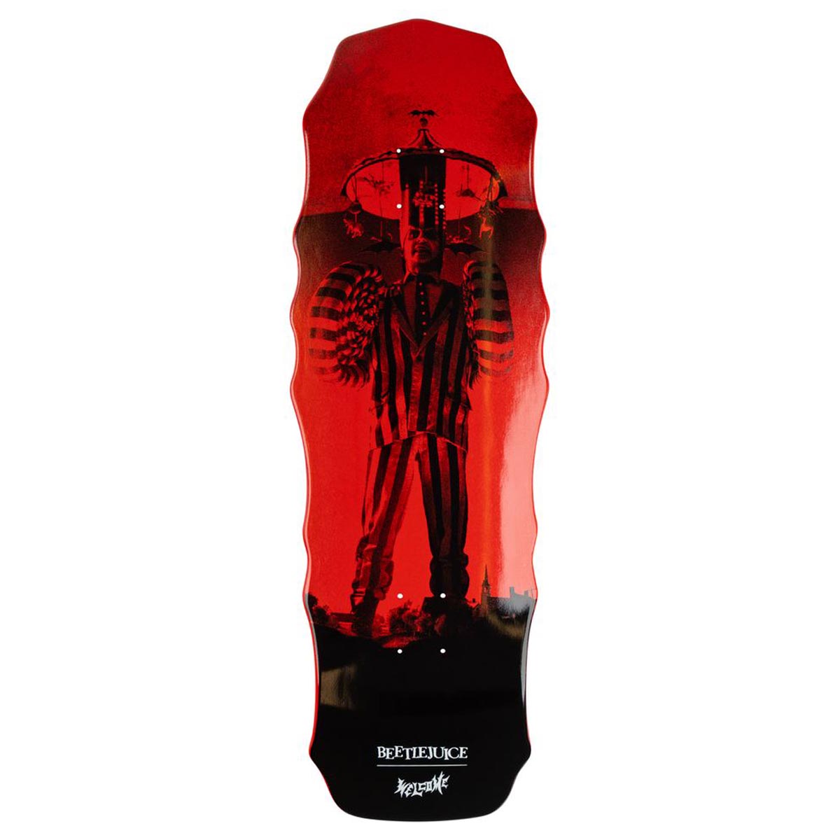 Welcome x Beetlejuice Carousel On A Widow Skateboard Deck - Red Dip - 10.00