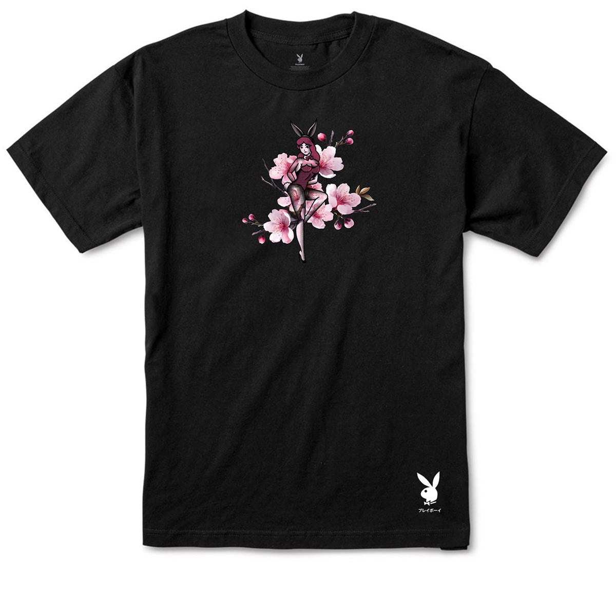 Color Bars x Playboy Cherry Blossom T-Shirt - Black image 1