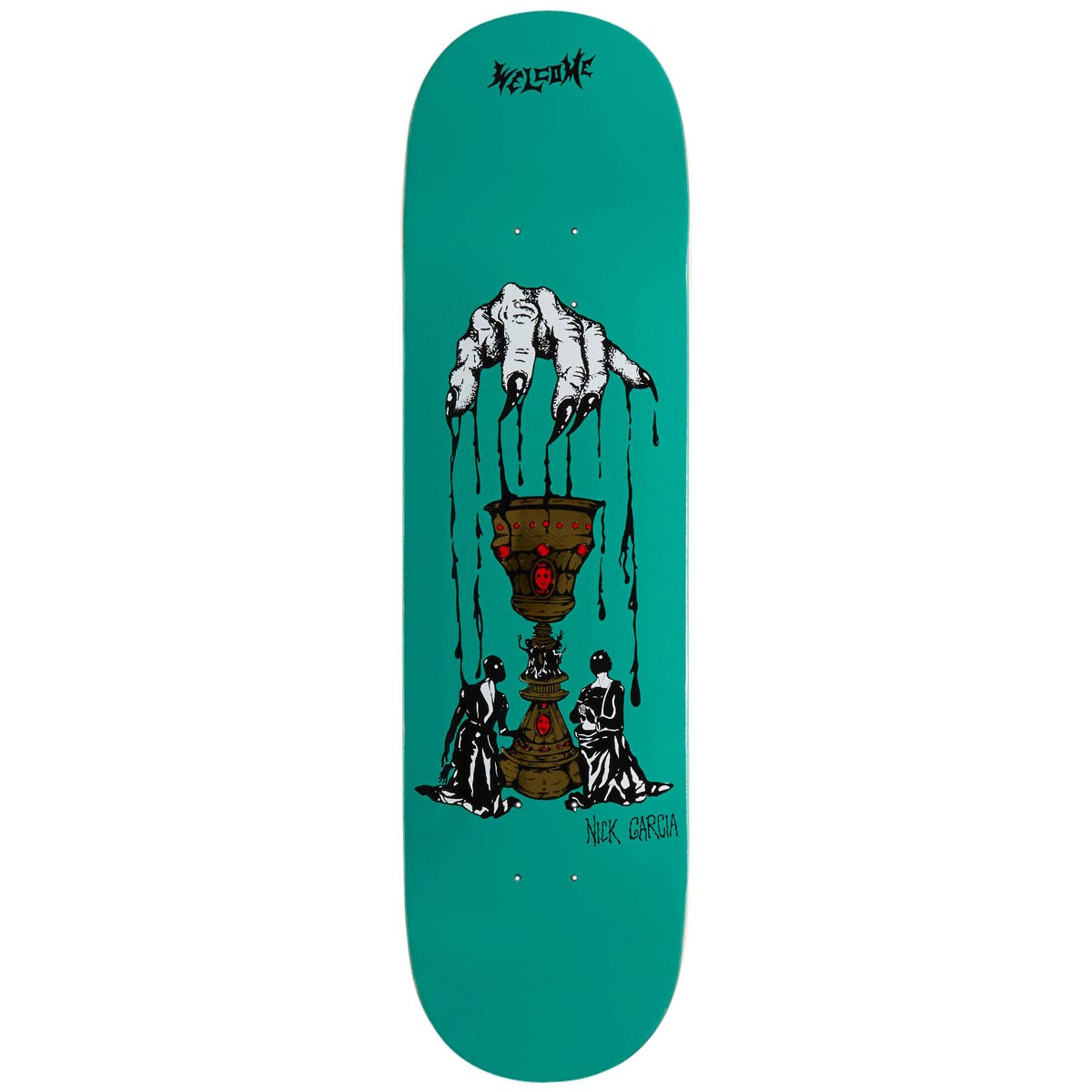 Welcome Chalice On A Popsicle Skateboard Deck - Teal - 8.38