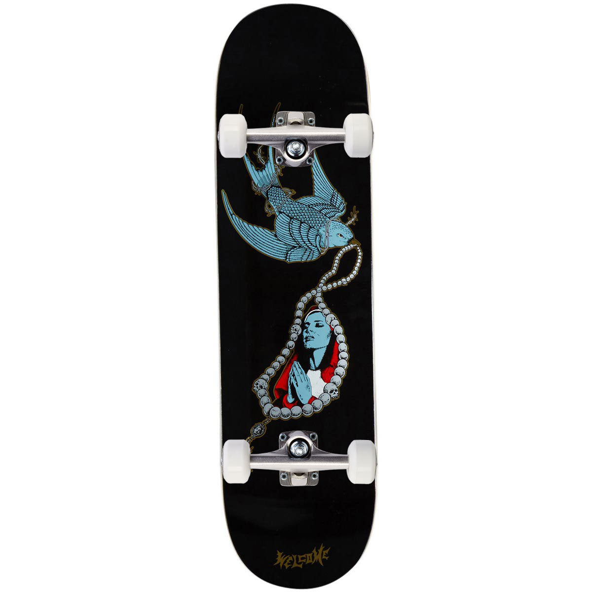 Welcome Rosary On A Popsicle Skateboard Complete - Black/Gold Foil - 8.25