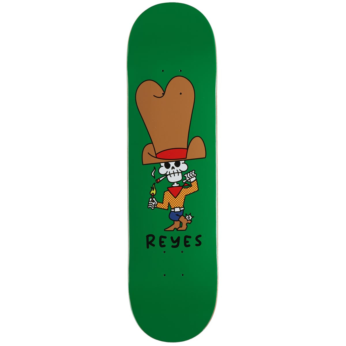 Thank You David Reyes Smokin Cowboy Skateboard Deck - Green - 8.25