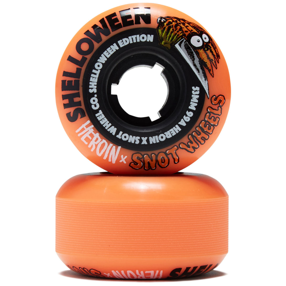 Snot x Heroin Shelloween 99a Skateboard Wheels - Orange/Black - 53mm image 2