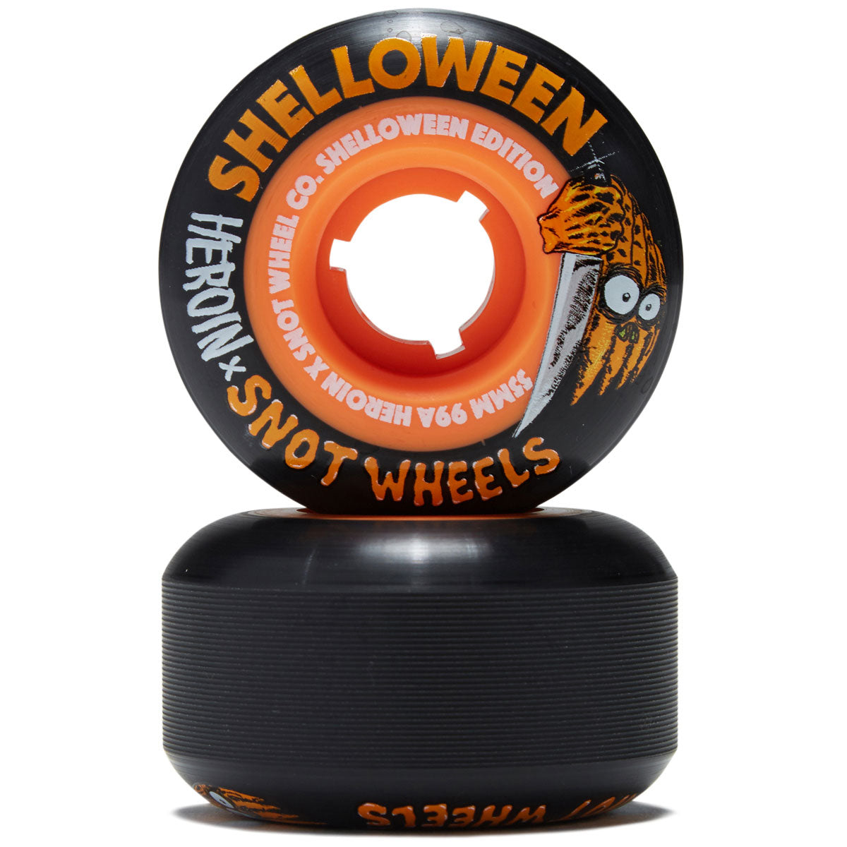 Snot x Heroin Shelloween 99a Skateboard Wheels - Black/Orange - 55mm image 2