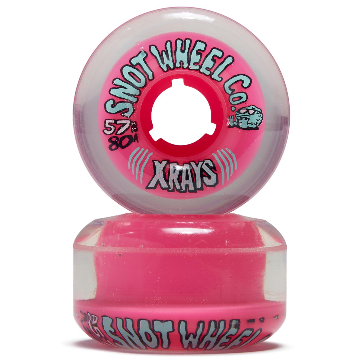 Snot X Rays 80a Skateboard Wheels - Baby Pink Clear/Baby Pink - 57mm image 2