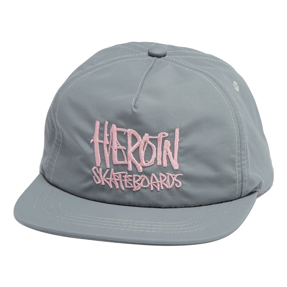 Heroin Script Nylon Snapback Hat - Grey/Pink image 1