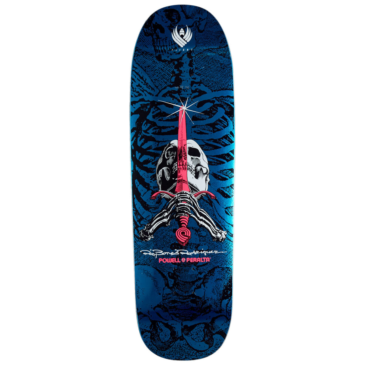 Powell-Peralta Flight Ray Rodriguez Skull & Sword Skateboard Deck - Blue Foil - 9.26