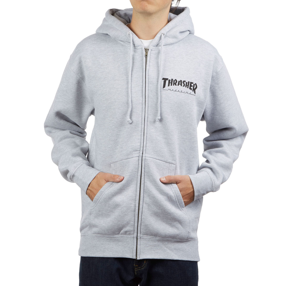 Thrasher Logo Zip Up Hoodie - Grey image 1