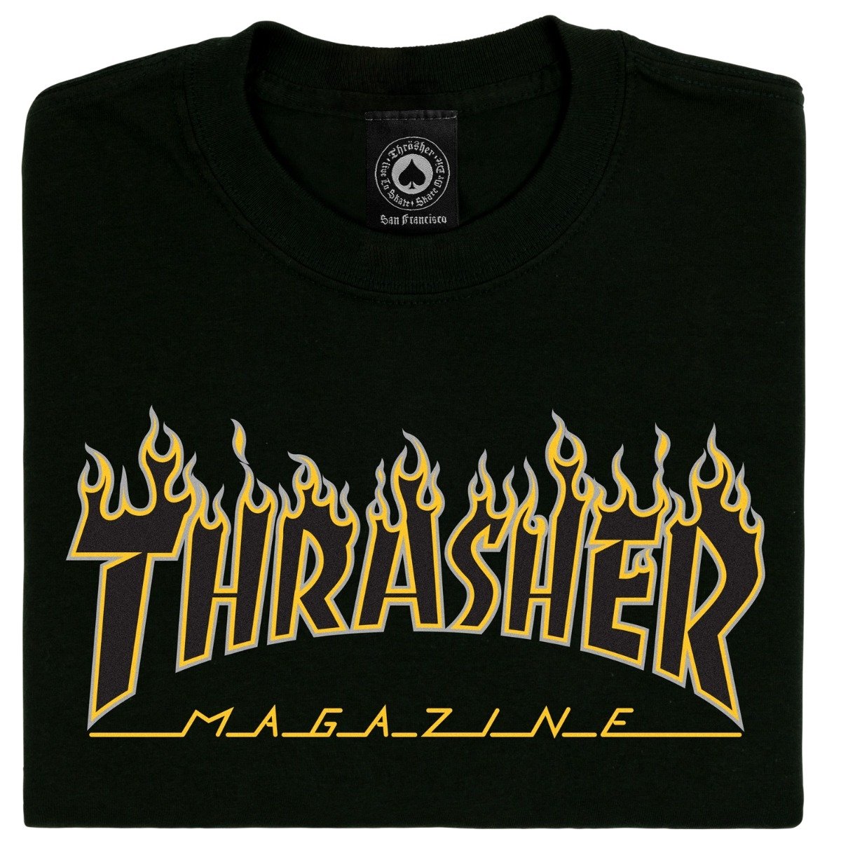 Thrasher Flame Logo T-Shirt - Black/Black image 2