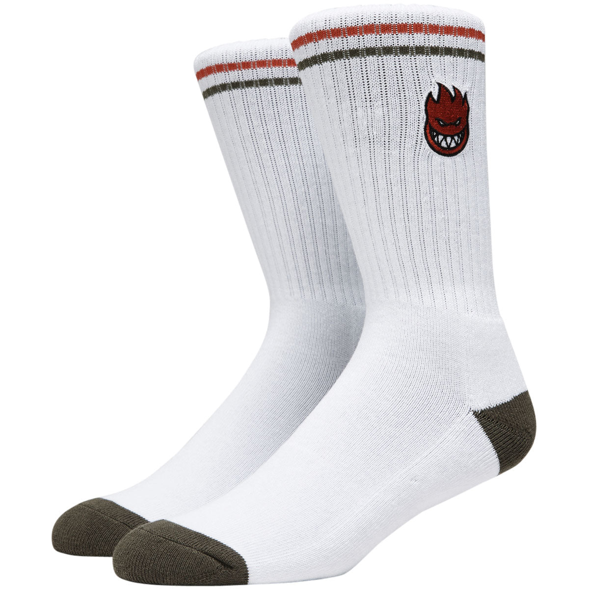 Spitfire Bighead Fill Emb Socks - White/Olive/Red image 1