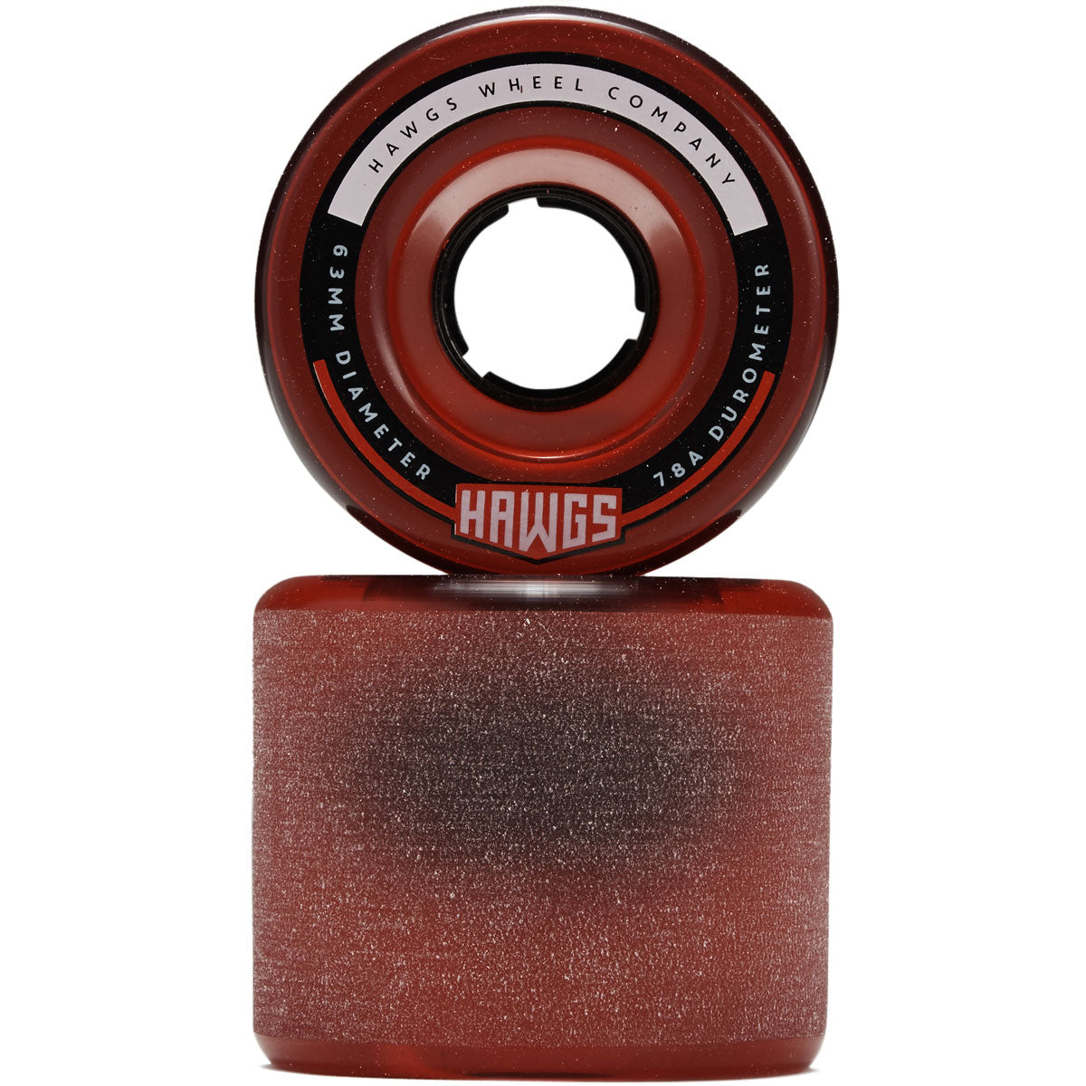 Hawgs Fatty 78a Stone Ground Longboard Wheels - Clear Red - 63mm image 2